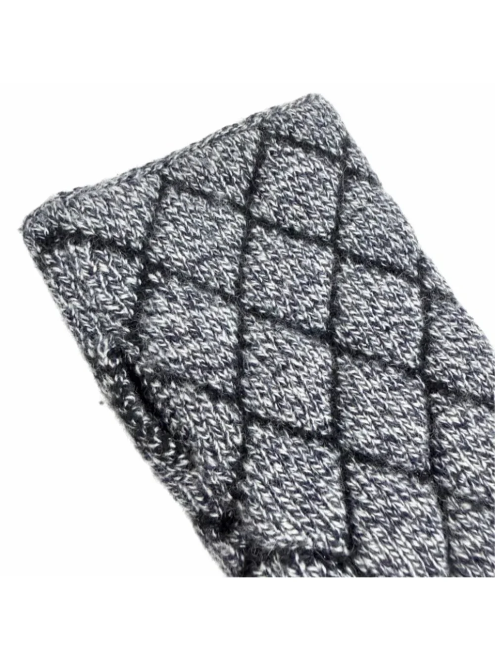 Chanel 18A Cashmere 89% CC Logo Quilted Knit Arm Warmer Arm Cover Gray Black